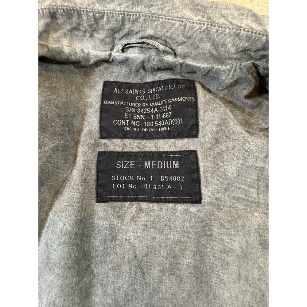 AllSaints Spitalfields Mens Gray Military Field Jacket Drawstring Waist size M - Picture 4 of 15